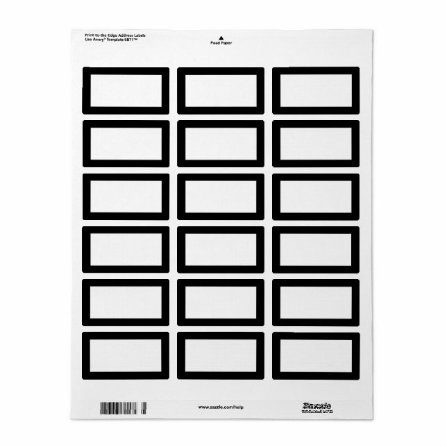 Modern Blank Template Label with Black Boarder (Full Sheet)