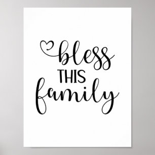 Modern bless this family quote typography  poster