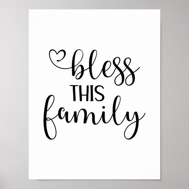 Modern bless this family quote typography  poster (Front)