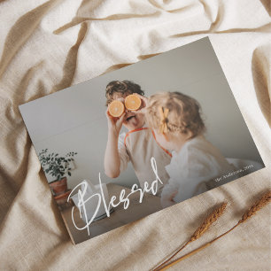 Modern Blessed Photo   Happy Thanksgiving  Postcard
