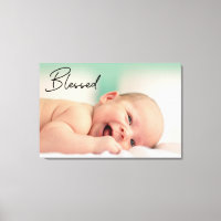 Modern Blessed Script Baby Photo