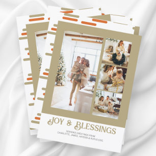 Modern Block 4 Photo Christmas Personalised Holiday Card