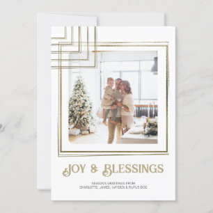 Modern Block Photo Christmas Personalised Holiday Card