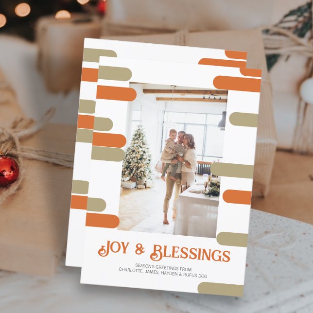 Modern Block Photo Christmas Personalised Holiday Card (Modern Block Photo Christmas Personalized Holiday Cards from Ricaso)