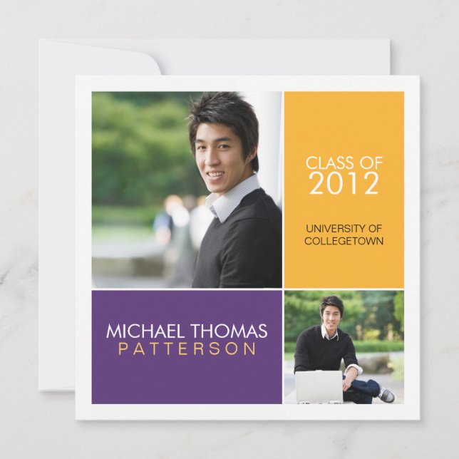 Modern Block University Graduation Announcement (Front)