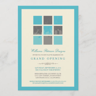Modern Blocks Grand Opening Invitation (aqua)