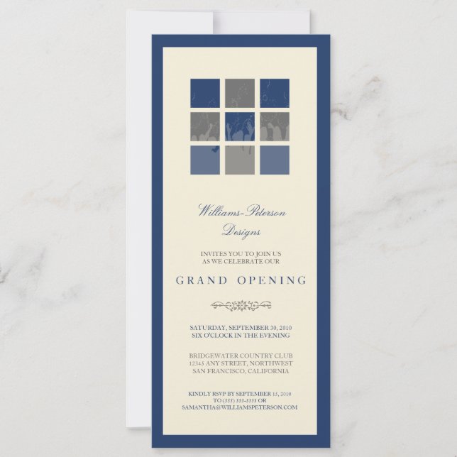 Modern Blocks Grand Opening Invitation (blue) (Front)