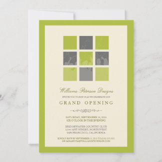 Modern Blocks Grand Opening Invitation (lime)