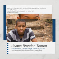 Modern Blocks in Blue 2 Photo Graduation Invite