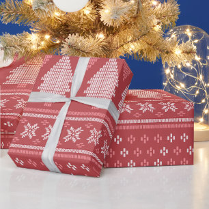 Modern Blocky Christmas Tree Pattern Wrapping Paper