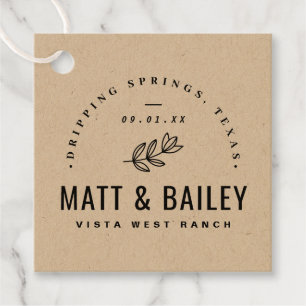 Modern Bloom Wedding Monogram Thank You Favour Tags