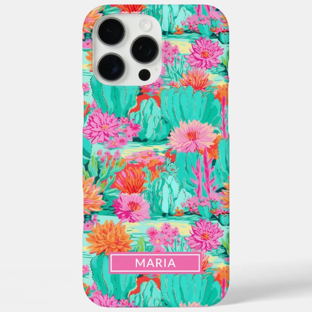 Modern Blooming Cacti Personalised Case-Mate iPhone Case (Back)
