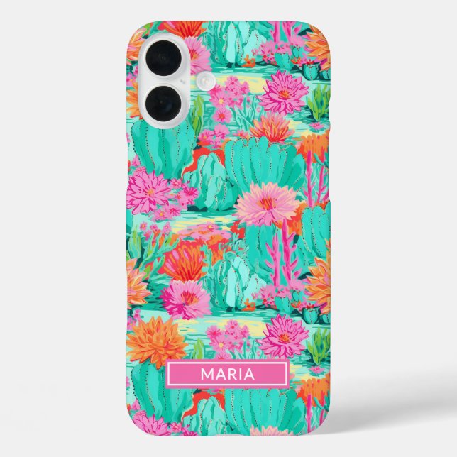 Modern Blooming Cacti Personalized Case-Mate iPhone Case (Back)