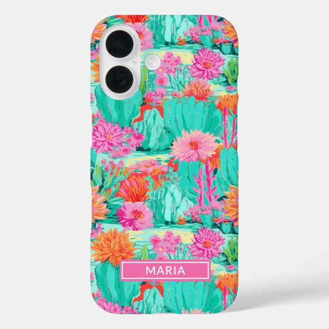 Modern Blooming Cacti Personalized Case-Mate iPhone Case (Back)