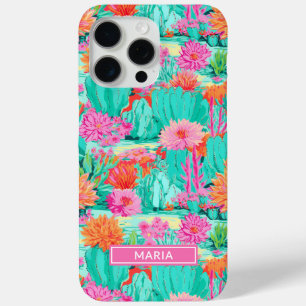 Modern Blooming Cacti Personalized iPhone 15 Pro Max Case