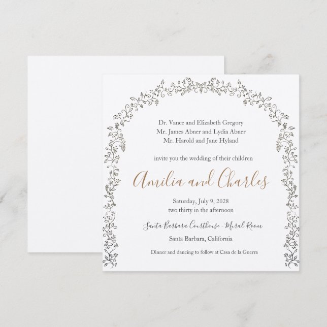 Modern Blooming Flowers Wedding invitation (Front/Back)