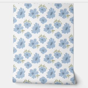 Modern Blooms Dusty Blue Nursery Kids Room Wallpaper