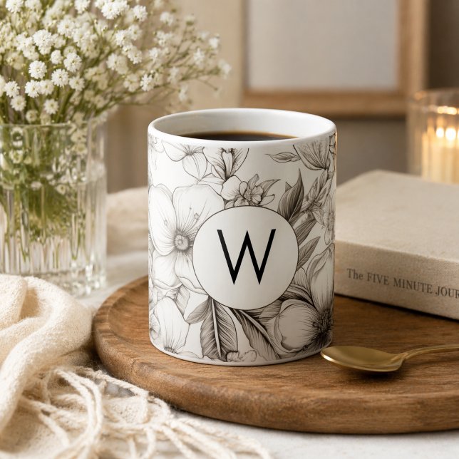 Modern Blooms Monogram  Coffee Mug (Creator Uploaded)