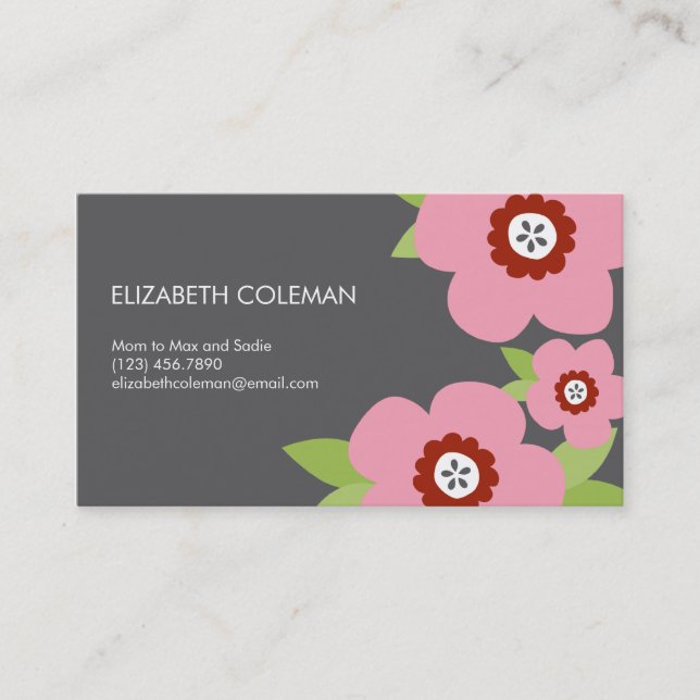 Modern Blooms Mummy Card / Calling Card (Front)