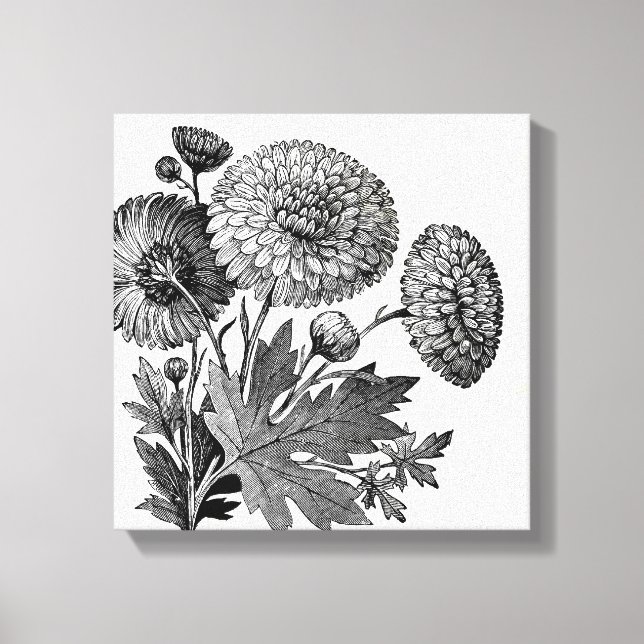 Modern Blooms sepia tone stretch canvas Print (Front)
