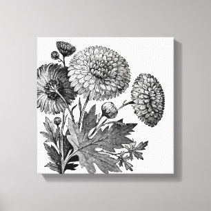 Modern Blooms sepia tone stretch canvas Print