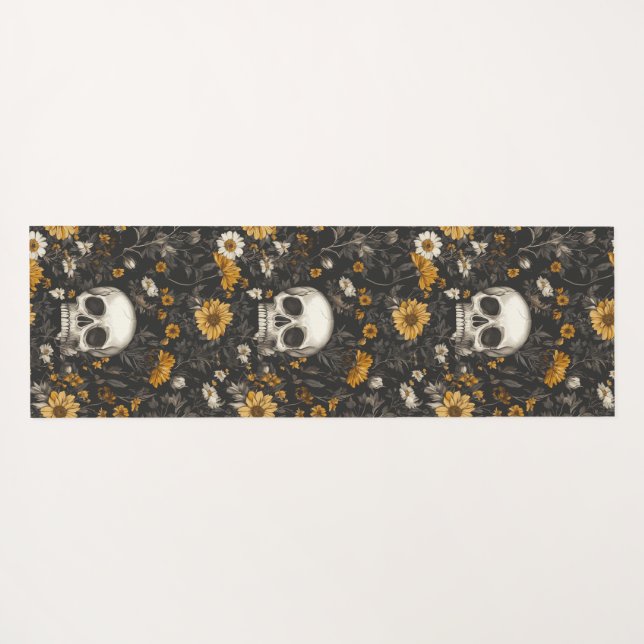 Modern Blossom Skull - Yogamatte Yoga Mat (Back (Horizontal))