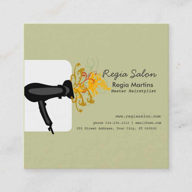 Modern Blossoming Hairdryer Stylists  Hair Salon Appointment Card (Front)