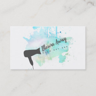 modern blow dry bar hairstylist grunge blue chic business card