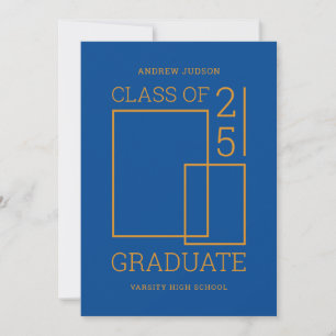 Modern Blue 3 Photos Class Of 25 Graduation Party Invitation