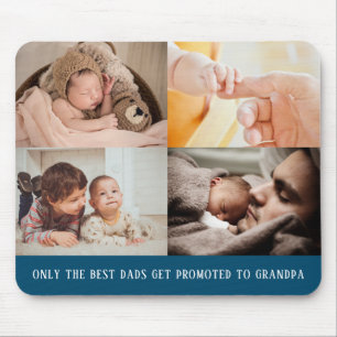 Modern Blue 4 Photo Collage for Grandpa Mouse Mat