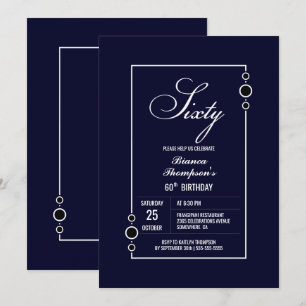 Modern Blue 60th Birthday Party Invitation