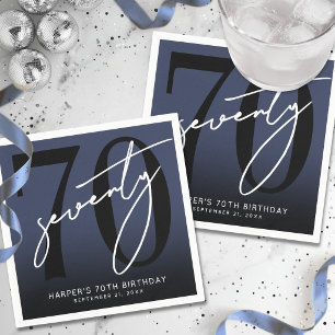 Modern Blue 70th Birthday Party Napkin