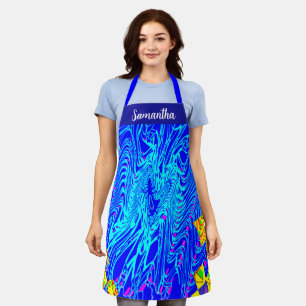 Modern Blue Abstract Art  Painting Apron
