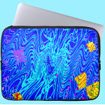 Modern Blue Abstract Art  Painting Laptop Sleeve<br><div class="desc">This design features a dark blue background with light blue swirls and yellow pieces</div>