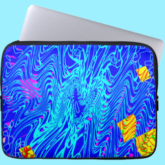 Modern Blue Abstract Art Painting Laptop Sleeve
