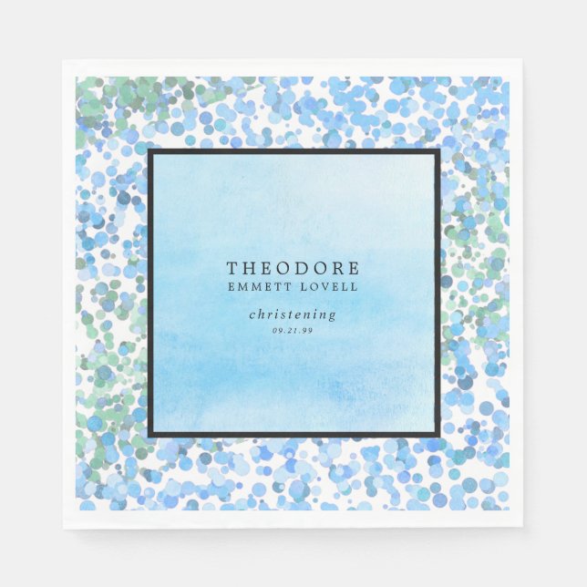 Modern Blue Abstract Christening Napkin (Front)