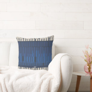 Modern Blue Abstract Geometric Cushion