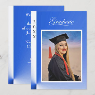 Modern Blue Abstract Grad Announcement with photo