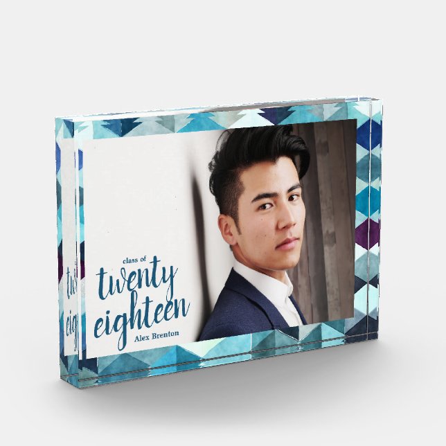 Modern Blue Abstract Graduate Class of Photo Block (Left)