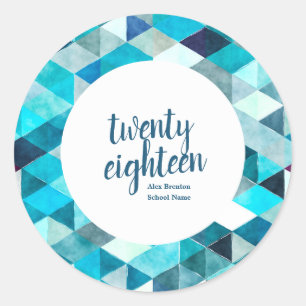 Modern Blue Abstract Graduate Custom Stickers