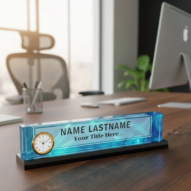 Modern Blue Abstract Liquid Marble I Custom Title Nameplate (Creator Uploaded)
