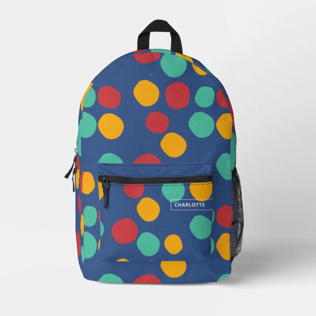 Modern Blue Abstract Pattern  Printed Backpack (Front)