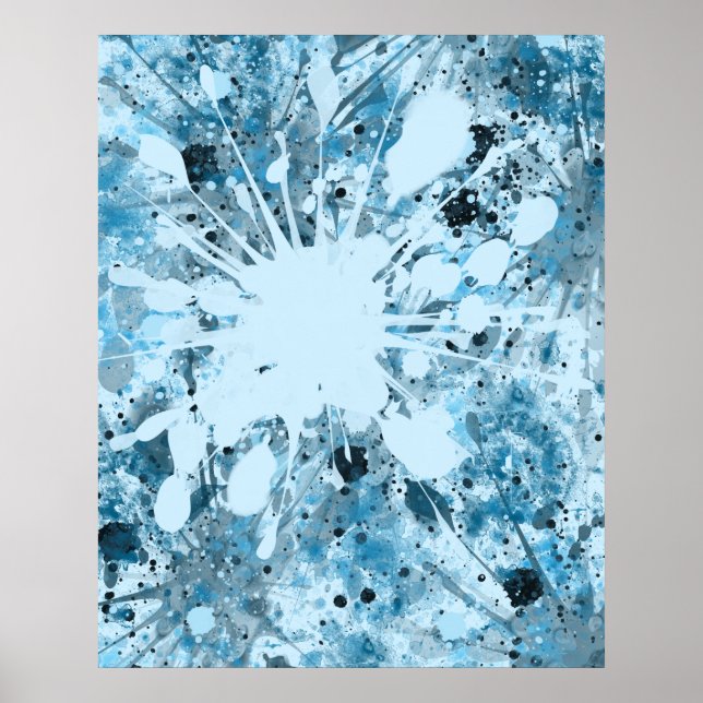 Modern Blue Abstract Poster (Front)