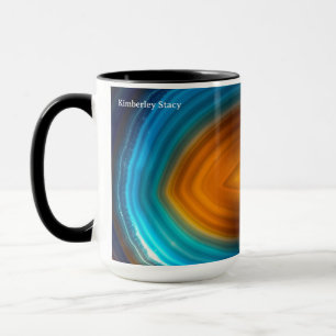 Modern Blue Agate Slice Gold Mug