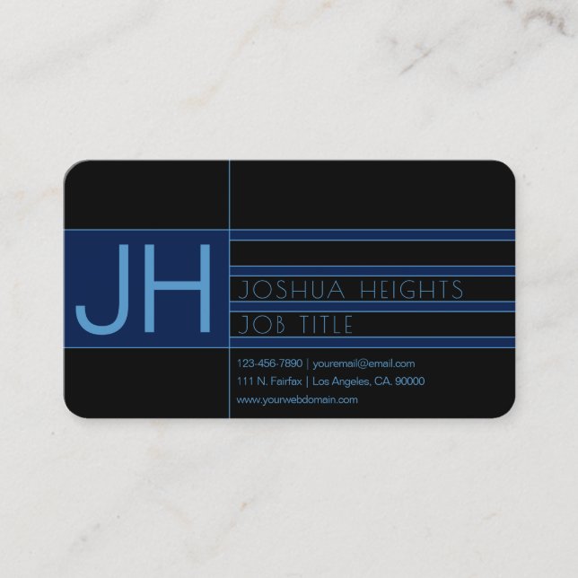 Modern Blue and Black Business Card (Front)