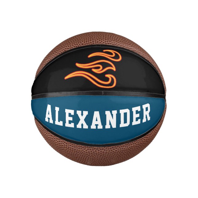 Modern Blue And Black Personalised Boy Mini Basketball (Front)