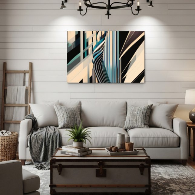 Modern Blue and Cream Abstract Dynamics Canvas Print (Creator Uploaded)
