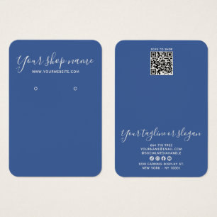 Modern Blue And Cream Script Earring Display Card