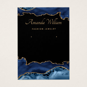 Modern Blue and Gold agate earring display card