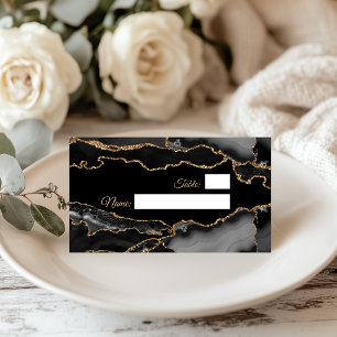 Modern Blue and Gold Agate Marble Place Card